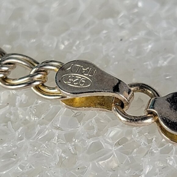 Vintage QGI Italy 925 Sterling Silver Cross Flip Flops Charm Chain Bracelet 7 in - Picture 8 of 10